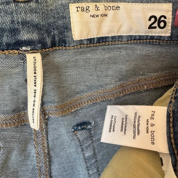 Rag & Bone Ankle Bootcut Jean, women Mid-rise Light Wash blue denim, size 26 NEW - Picture 5 of 11
